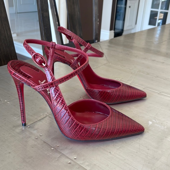 Christian Louboutin Shoes - Christian Louboutin jenlove 100mm calf lizzy burgundy bourbon stiletto sz 38